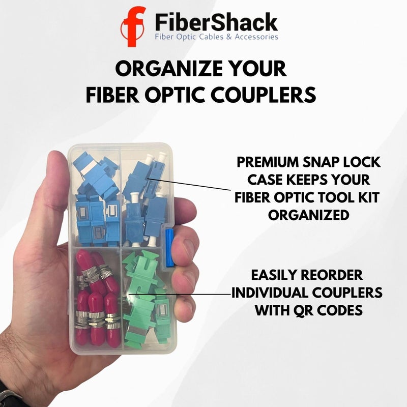 Fibershack - Fiber Optic Coupler Kit - Fiber Optic Connector Kit Includes 26 Fiber Optic Couplers - for ST LC SC/APC SC Cables - Includes Hard Plastic Snap Lock case - Image 2